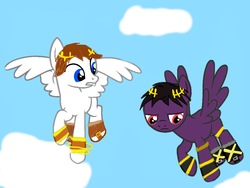 Size: 1024x768 | Tagged: safe, artist:volcanicdash, pegasus, pony, base used, crossover, crown, dark pit, flying, jewelry, kid icarus: uprising, nintendo, pit (kid icarus), ponified, regalia, super smash bros.