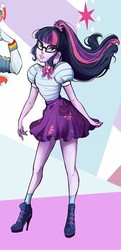 Size: 340x704 | Tagged: safe, artist:princeivythefirst, rainbow dash, sci-twi, twilight sparkle, equestria girls, g4, my little pony equestria girls: better together, ankle socks, beautiful, clothes, female, geode of telekinesis, glasses, high heels, legs, magical geodes, miniskirt, offscreen character, platform heels, ponytail, shoes, skirt, socks, stiletto heels