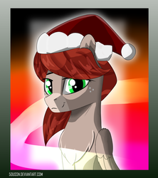 Size: 2000x2250 | Tagged: safe, artist:endelthepegasus, oc, oc only, oc:flappy smile, pegasus, pony, bust, christmas, female, gradient background, hat, high res, holiday, looking at you, mare, portrait, santa hat, solo