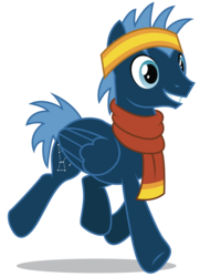Size: 4000x5000 | Tagged: safe, artist:dragonchaser123, star hunter, pegasus, pony, best gift ever, g4, absurd resolution, background pony, clothes, headband, male, scarf, simple background, smiling, solo, stallion, transparent background, trotting, vector, winter outfit