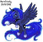 Size: 148x144 | Tagged: safe, artist:haretrinity, princess luna, alicorn, pony, g4, female, mare, pixel art, simple background, smiling, solo, transparent background