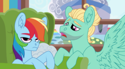 Size: 1024x568 | Tagged: safe, artist:dilfistic, rainbow dash, zephyr breeze, pegasus, pony, flutter brutter, g4, female, male, mare, rainbow dash is not amused, scene interpretation, spread wings, stallion, unamused, wings