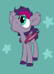Size: 413x560 | Tagged: safe, artist:lilsunshinesam, oc, oc only, oc:retro wave, bat pony, pony, animated, bat pony oc, bat wings, chest fluff, cute, fluffy, frame by frame, gif, happy, male, simple background, smiling, solo, standing, stars, wings, ych result