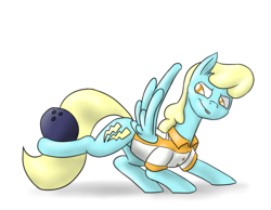 Size: 3508x2718 | Tagged: safe, artist:timsplosion, sassaflash, pegasus, pony, g4, background pony, bowling ball, clothes, female, high res, mare, shirt, simple background, solo, transparent background