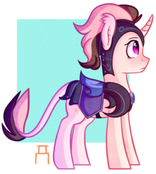 Size: 1083x1207 | Tagged: safe, artist:artiermis, oc, oc only, oc:artemiss, pony, unicorn, armor, bat ears, curved horn, female, helmet, horn, leonine tail, mare, night guard, simple background, solo, transparent background