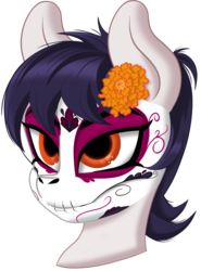 Size: 2600x3520 | Tagged: safe, artist:fearvirus, oc, oc only, oc:catrina, pony, cempasúchil, cute, dia de los muertos, high res, simple background, solo, transparent background
