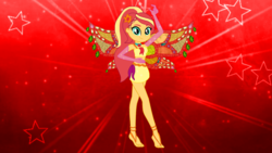 Size: 1280x720 | Tagged: safe, artist:gouhlsrule, artist:manitas478, artist:user15432, sunset shimmer, fairy, equestria girls, g4, bare shoulders, barefoot, base used, clothes, crossover, enchantix, fairy wings, fairyized, feet, gloves, long gloves, rainbow s.r.l, solo, strapless, winged humanization, wings, winx, winx club, winxified