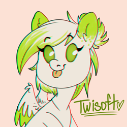 Size: 500x500 | Tagged: safe, artist:twisoft, oc, oc only, oc:lime wind, pegasus, pony, avatar, chromatic aberration, cute, female, green, lime, solo, tongue out