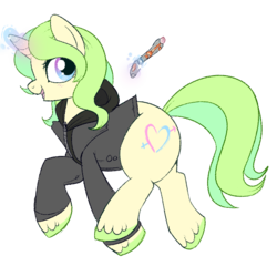 Size: 807x775 | Tagged: safe, artist:lulubell, oc, oc only, oc:dr. switch-a-roo, pony, clothes, cosplay, costume, doctor who, magic, solo, sonic screwdriver, thirteenth doctor
