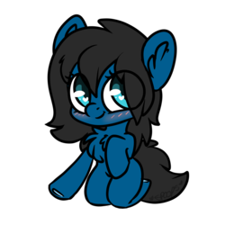 Size: 2000x2000 | Tagged: safe, artist:spoopygander, oc, oc only, oc:blue pone, earth pony, semi-anthro, :t, anatomically incorrect, arm hooves, chibi, cute, ear fluff, eye clipping through hair, female, heart eyes, high res, incorrect leg anatomy, kneeling, looking at you, mare, ocbetes, outline, simple background, smiling, solo, transparent background, underhoof, wingding eyes