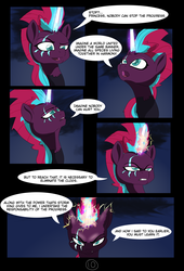 Size: 4750x7000 | Tagged: safe, alternate version, artist:chedx, tempest shadow, pony, unicorn, comic:the storm kingdom, g4, my little pony: the movie, absurd resolution, alternate hairstyle, alternate history, alternate timeline, alternate universe, bad end, broken horn, comic, crystal of light, dreamworks face, eye scar, fanfic, general tempest shadow, horn, monologue, scar, sparking horn, speech, the bad guy wins