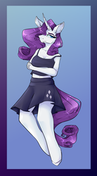 Size: 1348x2436 | Tagged: safe, artist:harmonyskish, rarity, anthro, unguligrade anthro, g4, clothes, female, skirt, solo, top