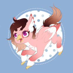 Size: 3200x3200 | Tagged: safe, artist:veincchi, oc, oc only, griffon, hippogriff, pony, cute, female, heart eyes, high res, solo, wingding eyes, wings