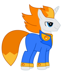 Size: 1024x1144 | Tagged: safe, artist:silver star apple, artist:silverstarapple, oc, oc only, oc:silver star apple, pony, unicorn, blue, clothes, female, living suit, male, necktie, silver, solo, suit, symbiote, vector