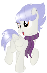Size: 1047x1600 | Tagged: safe, artist:pupkinbases, artist:space--paws0w0, oc, oc only, oc:nightberry, pegasus, pony, icey-verse, base used, clothes, ear piercing, earring, female, jewelry, magical lesbian spawn, mare, offspring, open mouth, parent:nightshade, parent:raspberry vinaigrette, parents:raspberryshade, piercing, raised hoof, scarf, simple background, solo, transparent background
