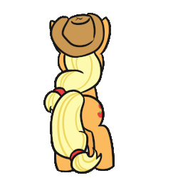 Size: 500x500 | Tagged: safe, artist:aemuhn, artist:anontheanon, artist:dsp2003, artist:jargon scott, artist:mkogwheel, artist:n0nnny, artist:pabbley, artist:threetwotwo32232, applejack, earth pony, pony, g4, 8 angles of pony collaboration, :p, animated, butt, collaboration, different angle, female, gif, hat, looking at you, mare, plot, rotating, silly, simple background, smiling, solo, spinning, teeth, tongue out, transparent background