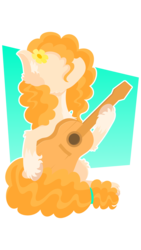 Size: 1440x2560 | Tagged: safe, artist:spirittis, pear butter, earth pony, pony, g4, the perfect pear, female, flower, flower in hair, guitar, hoof hold, lineless, looking up, mare, simple background, solo, stray strand, transparent background, unshorn fetlocks, vector