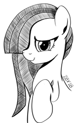 Size: 1160x1808 | Tagged: safe, artist:dsana, marble pie, earth pony, pony, g4, female, ink drawing, inktober, looking at you, mare, monochrome, raised hoof, simple background, sketch, smiling, solo, traditional art, white background