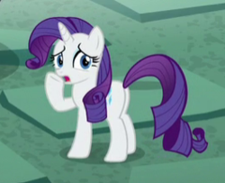 Size: 265x215 | Tagged: safe, screencap, rarity, pony, unicorn, g4, school raze, butt, cropped, female, mare, plot, raised hoof, solo