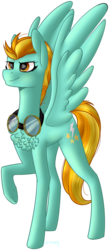 Size: 562x1286 | Tagged: safe, artist:sychia, lightning dust, pony, g4, chest fluff, female, goggles, raised hoof, simple background, solo, transparent background