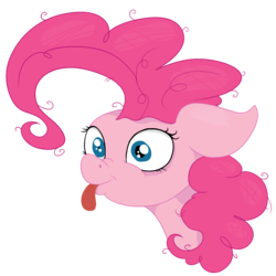Size: 2635x2640 | Tagged: safe, artist:paskanaakka, derpibooru exclusive, pinkie pie, earth pony, pony, g4, :p, :t, bust, female, floppy ears, high res, mare, messy mane, mismatched eyes, nose wrinkle, ponk, portrait, silly, simple background, smiling, solo, tongue out, transparent background, wide eyes