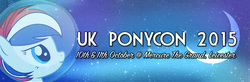 Size: 940x310 | Tagged: safe, oc, oc only, oc:britannia (uk ponycon), earth pony, pony, uk ponycon, uk ponycon 2015, astronaut, banner, crescent moon, female, leicester, mare, mascot, moon, solo, united kingdom