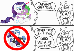 Size: 916x637 | Tagged: safe, artist:mickeymonster, artist:php11, artist:the smiling pony, edit, fancypants, princess cadance, rarity, spike, dragon, pony, unicorn, g4, all might, always ship this, anti-shipping, argument in the comments, caption, comic, duckery in the comments, female, male, meme, my hero academia, princess of shipping, ship:raripants, ship:sparity, shipping, shipping denied, straight