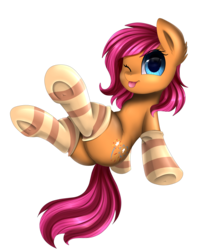 Size: 2550x2850 | Tagged: safe, artist:pridark, sparkleworks, pony, g3, :p, butt, clothes, commission, cute, female, high res, mare, one eye closed, plot, silly, simple background, socks, solo, striped socks, tongue out, transparent background, ych result