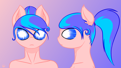 Size: 3840x2160 | Tagged: safe, artist:saphire systrine, derpibooru exclusive, oc, oc:saphire systrine, original species, pony, bust, gradient background, high res, human shoulders, katari, ponytail