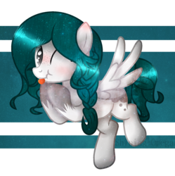 Size: 1280x1287 | Tagged: safe, artist:shining-omega, oc, oc only, oc:kala, pegasus, pony, female, mare, one eye closed, solo, tongue out, wink