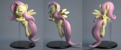 Size: 2210x915 | Tagged: safe, artist:hashbro, fluttershy, pony, g4, 3d, element of kindness, female, prototype, render, solo