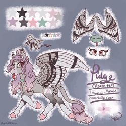 Size: 768x768 | Tagged: safe, artist:pegasus004, oc, oc:pigeon pop, bird, pegasus, pigeon, pony, collar, markings, reference sheet, spots, tongue out