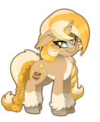 Size: 2300x2800 | Tagged: safe, artist:ciderpunk, oc, oc only, oc:honeyside, pony, unicorn, braid, ear piercing, earring, fluffy, high res, horn, horn ring, jewelry, looking at you, piercing, ring, unicorns as elves