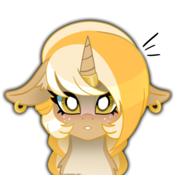 Size: 1300x1300 | Tagged: safe, artist:ciderpunk, oc, oc only, oc:honeyside, pony, unicorn, braid, ear piercing, earring, fluffy, horn, horn ring, jewelry, looking at you, piercing, ring, unicorns as elves