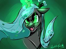Size: 950x714 | Tagged: safe, artist:oofycolorful, queen chrysalis, changeling, changeling queen, g4, crown, female, jewelry, magic, regalia, solo