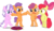 Size: 3580x2046 | Tagged: safe, artist:dasprid, artist:felix-kot, artist:frownfactory, artist:magerblutooth, artist:misteraibo, artist:thatguy1945, edit, edited edit, editor:slayerbvc, vector edit, apple bloom, diamond tiara, scootaloo, tender taps, earth pony, pegasus, pony, g4, accessory-less edit, apple bloom's bow, belly, bipedal, bow, colt, cushion, cutie mark, female, filly, grin, hair bow, happy, high res, jewelry, looking at you, looking down, male, pillow, simple background, smiling, standing, the cmc's cutie marks, tiara, transparent background, vector