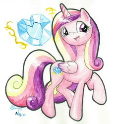Size: 3000x3000 | Tagged: safe, artist:michiito, princess cadance, alicorn, pony, g4, female, high res, mare, solo, watercolor painting