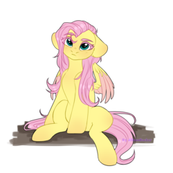 Size: 3000x3000 | Tagged: safe, artist:allisonbacker, fluttershy, pony, g4, eyebrows, female, high res, looking at you, mare, simple background, solo, transparent background