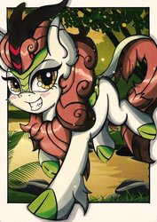 Size: 1447x2048 | Tagged: safe, artist:canvymamamoo, autumn blaze, kirin, g4, sounds of silence, female, solo, traditional art