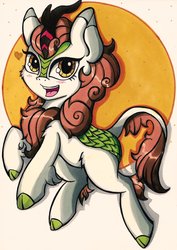 Size: 1451x2048 | Tagged: safe, artist:canvymamamoo, autumn blaze, kirin, g4, sounds of silence, awwtumn blaze, cute, female, solo, traditional art