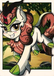 Size: 1447x2048 | Tagged: safe, alternate version, artist:canvymamamoo, autumn blaze, kirin, g4, sounds of silence, female, solo, traditional art