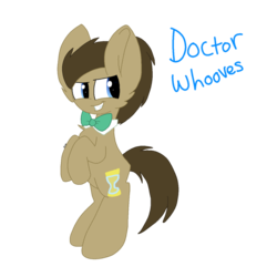 Size: 1024x1024 | Tagged: safe, artist:circuspaparazzi5678, doctor whooves, time turner, earth pony, pony, g4, bowtie, male, simple background, solo, standing up, text, transparent background