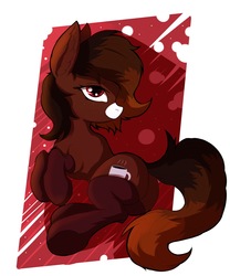 Size: 1706x2048 | Tagged: safe, artist:tatykin, oc, oc only, oc:java, pony, abstract background, bedroom eyes, clothes, coffee, cute, cutie mark, female, freckles, lying down, mare, socks, solo, underhoof
