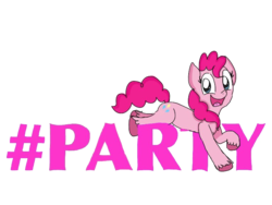 Size: 768x578 | Tagged: safe, artist:princessmuffinart, pinkie pie, earth pony, pony, g4, cute, design, hashtag, jumping, running, shirt design, smiling, teepublic