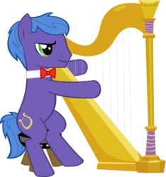 Size: 2164x2316 | Tagged: safe, artist:breadking, parish nandermane, earth pony, pony, g4, harp, high res, male, musical instrument, simple background, sitting, solo, stallion, transparent background, vector