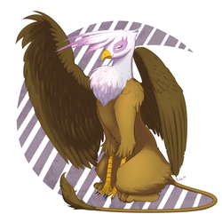 Size: 1600x1600 | Tagged: safe, artist:cheshiresdesires, gilda, griffon, g4, abstract background, chest fluff, female, looking at you, sitting, smiling, solo, spread wings