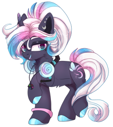 Size: 2308x2598 | Tagged: safe, artist:malicious-demi, oc, oc only, oc:aurora, pony, unicorn, bracelet, controller, ear piercing, earring, eyeshadow, female, freckles, gradient eyes, headphones, headset, headset mic, heterochromia, high res, hoof polish, horn, jewelry, makeup, mare, microphone, multicolored eyes, multicolored hair, necklace, open mouth, partial heterochromia, piercing, playstation, raised hoof, simple background, snake bites, solo, stud, tongue piercing, transparent background