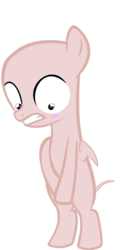 Size: 2627x4740 | Tagged: safe, artist:red4567, edit, editor:slayerbvc, vector edit, rumble, pegasus, pony, g4, bald, bipedal, blushing, colt, covering, covering crotch, embarrassed, embarrassed nude exposure, furless, furless edit, looking down, male, naked rarity, nude edit, nudity, plucked wings, shaved tail, simple background, solo, transparent background, vector, we don't normally wear clothes