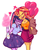 Size: 1681x2152 | Tagged: safe, artist:femujoshi, sci-twi, sunset shimmer, twilight sparkle, fish, goldfish, equestria girls, equestria girls series, g4, rollercoaster of friendship, balloon, blushing, busty sunset shimmer, cotton candy, cuddling, cute, duo, eyes closed, female, geode of empathy, geode of telekinesis, happy, heart, heart balloon, lesbian, magical geodes, shimmerbetes, ship:sci-twishimmer, ship:sunsetsparkle, shipping, simple background, teddy bear, twiabetes