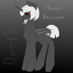 Size: 2000x2000 | Tagged: safe, artist:glacierfrostclaw, oc, oc:morana aeronwen, bat pony alicorn, pony, bat wings, curved horn, female, high res, horn, mare, oc villain, sister of death, sisters of the apocalypse, wings